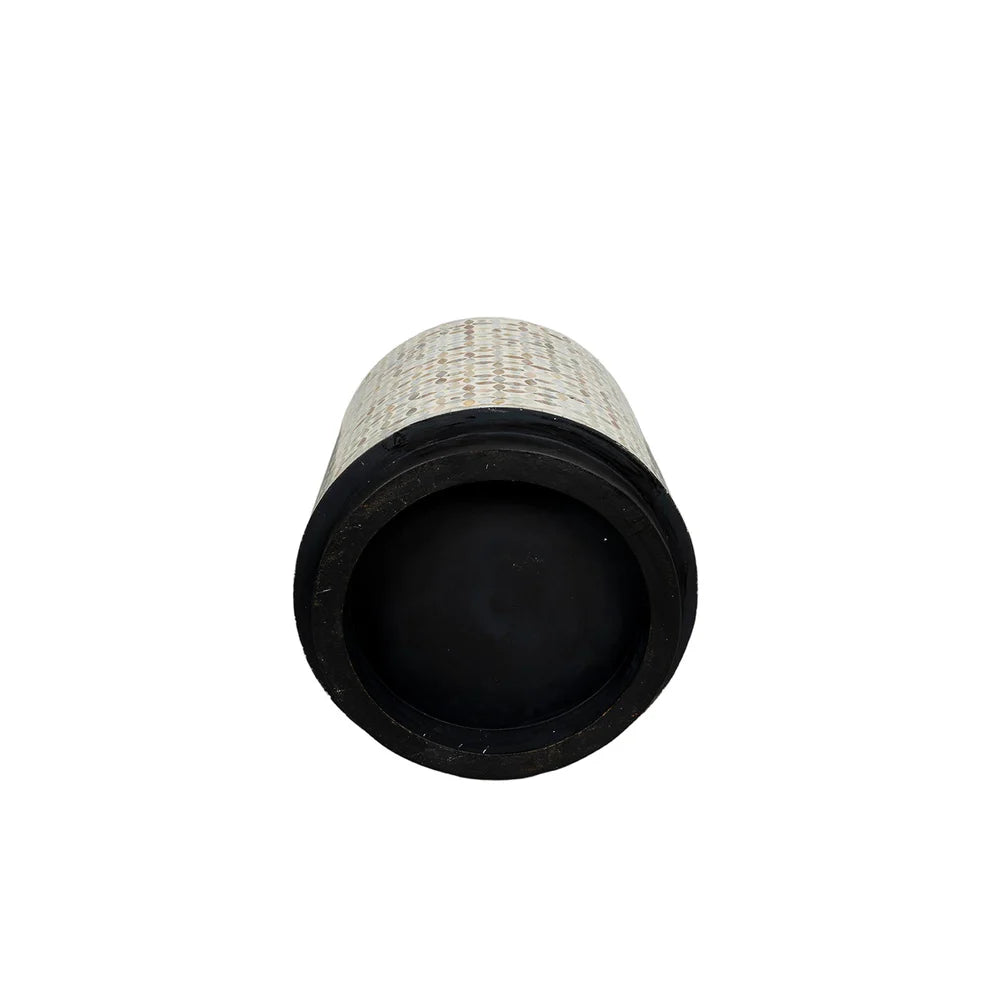 cats eye pattern white mop inlay side stool