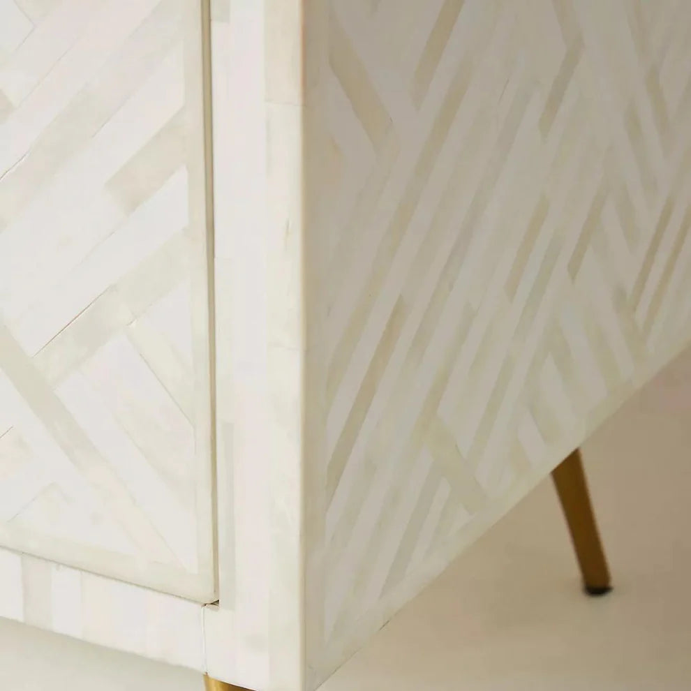 optical pattern ,white bone inlay tv unit cabinet