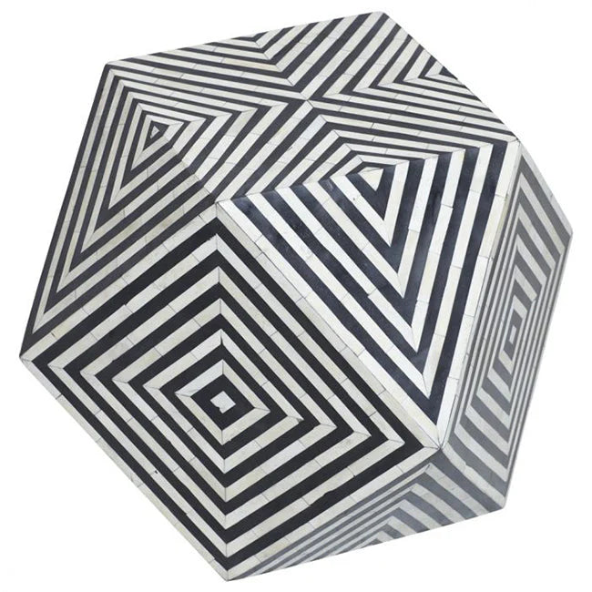black and white bone inlay octagonal pattern side table