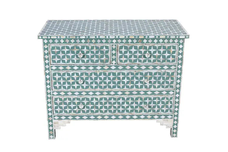 start pattern green mop inlay chest of drawers
