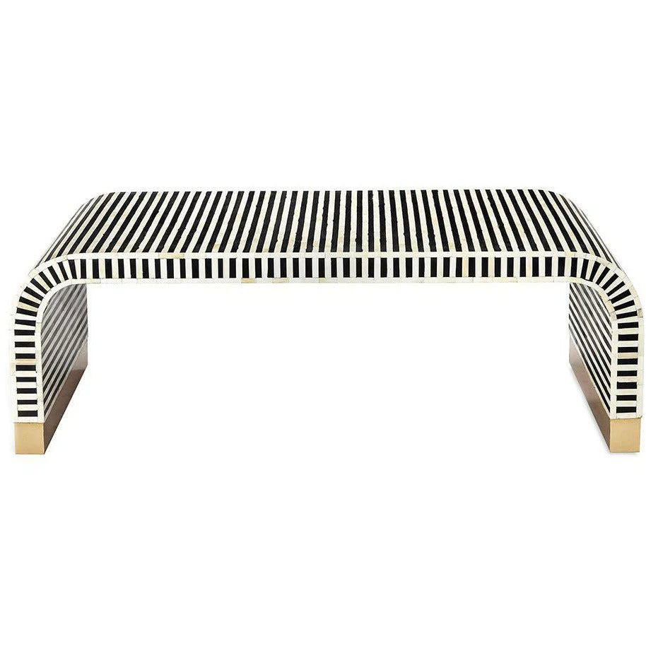 waterfall pattern bone inlay black coffee table