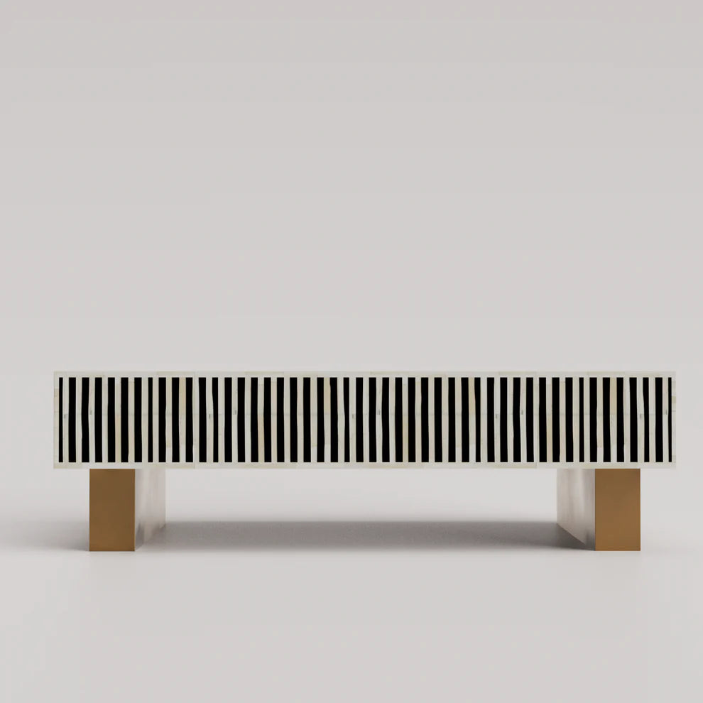 flamingo pattern rectangular bone inlay coffee table