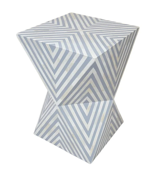 gray triangular inverted strip pattern bone inlay stool
