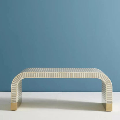 waterfall pattern bone inlay gray coffee table