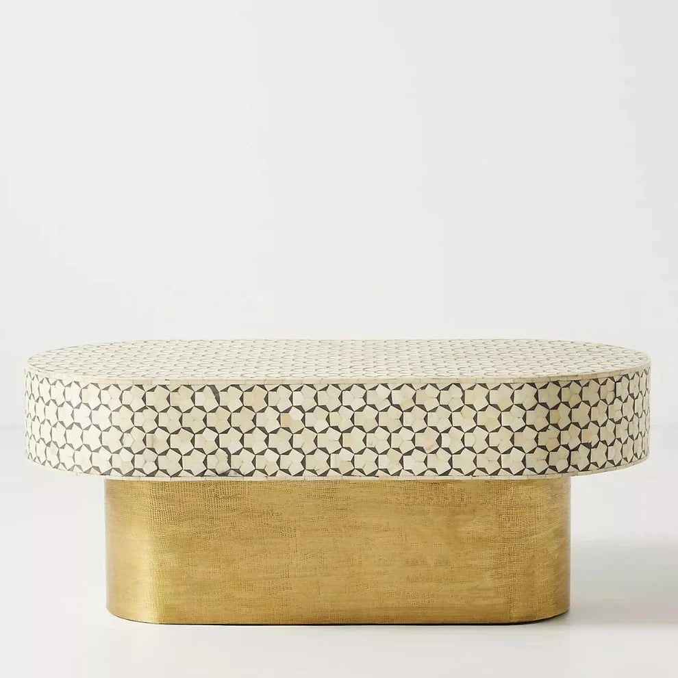 tragua pattern oval shape gray coffee table