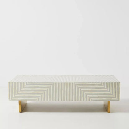 gray geometric pattern rectangular bone inlay coffee table