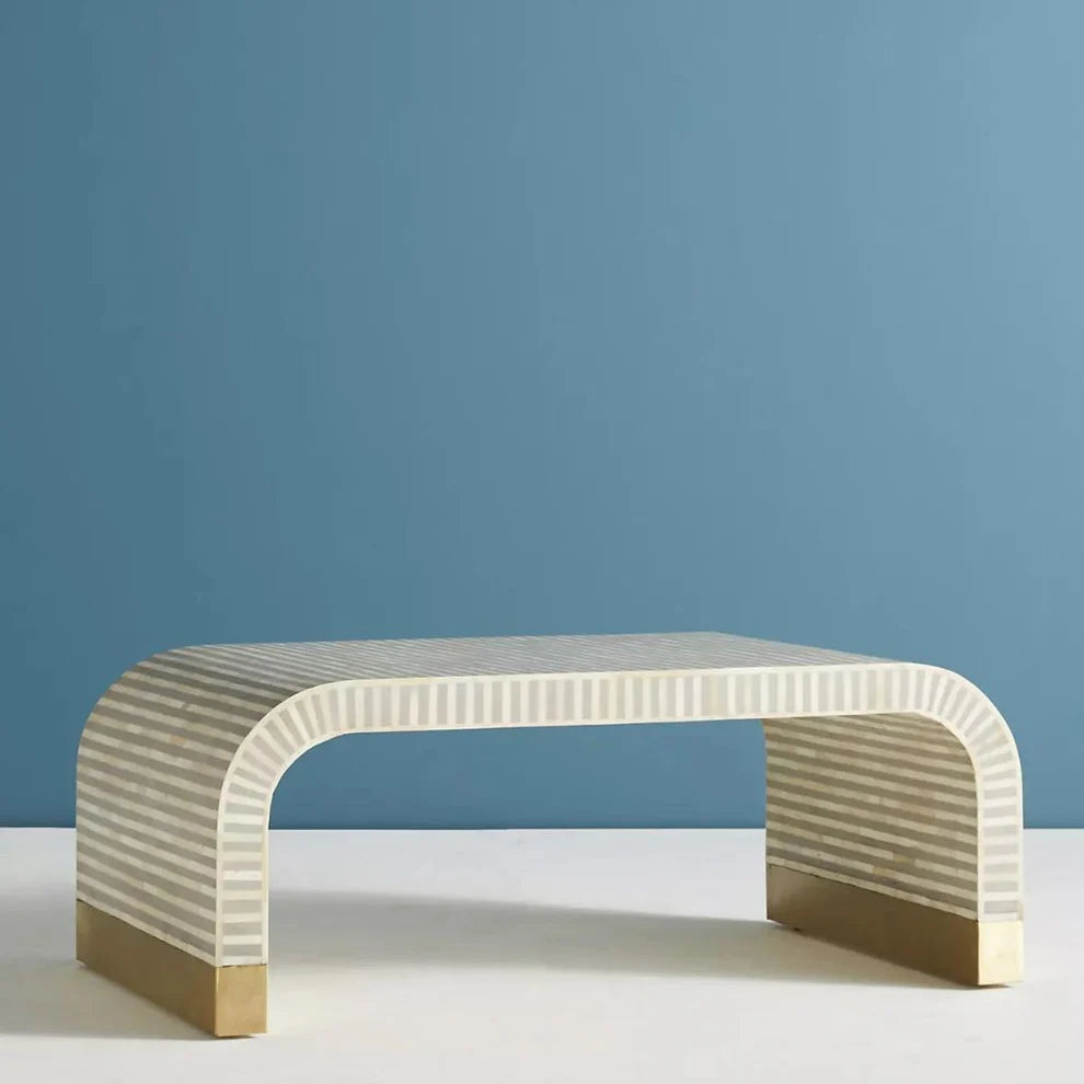 waterfall pattern bone inlay gray coffee table