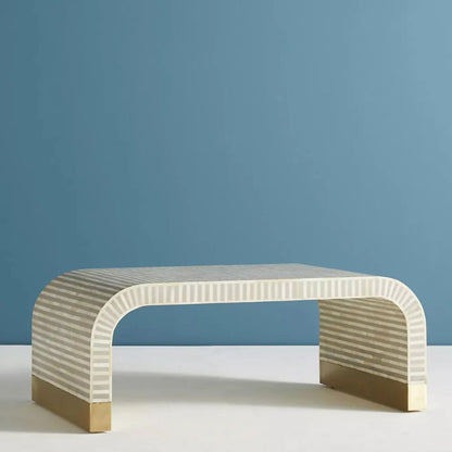 waterfall pattern bone inlay gray coffee table