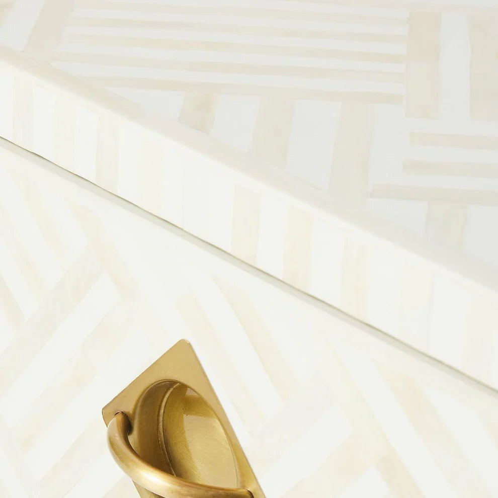 strip pattern white maze coffee table with drawer