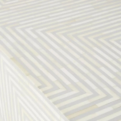 gray geometric pattern rectangular bone inlay coffee table