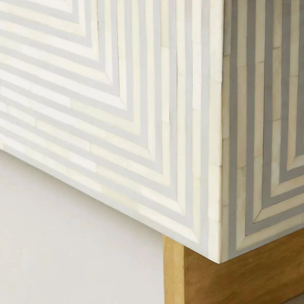 gray geometric pattern rectangular bone inlay coffee table