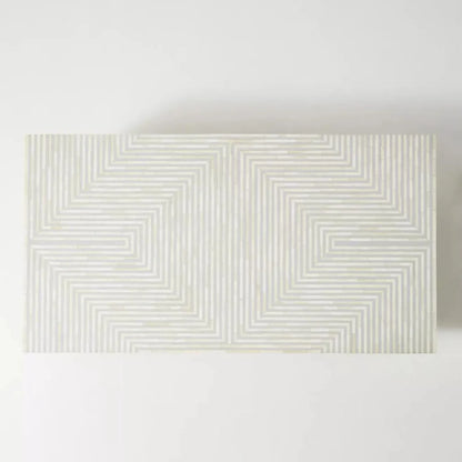 gray geometric pattern rectangular bone inlay coffee table