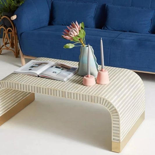waterfall pattern bone inlay gray coffee table