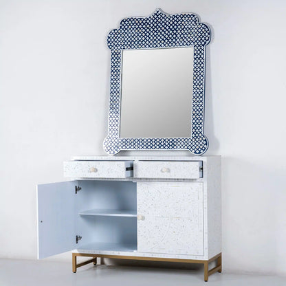 white mop inlay chest of drawers