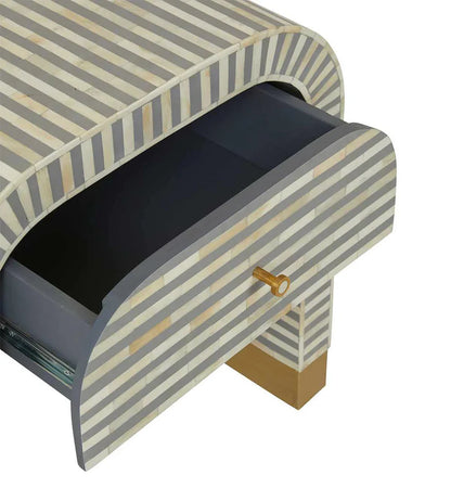 gray waterfall pattern bone inlay bedside table