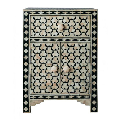 tragua pattern black bone inlay bedside table