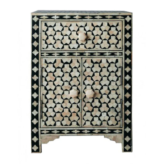 tragua pattern black bone inlay bedside table