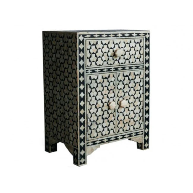 tragua pattern black bone inlay bedside table