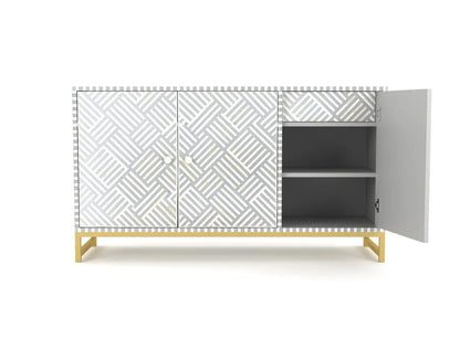 Optical pattern gray bone inlay dresser