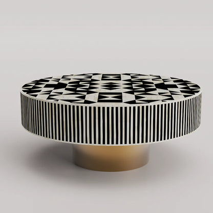 geometric pattern markesh round black coffee table
