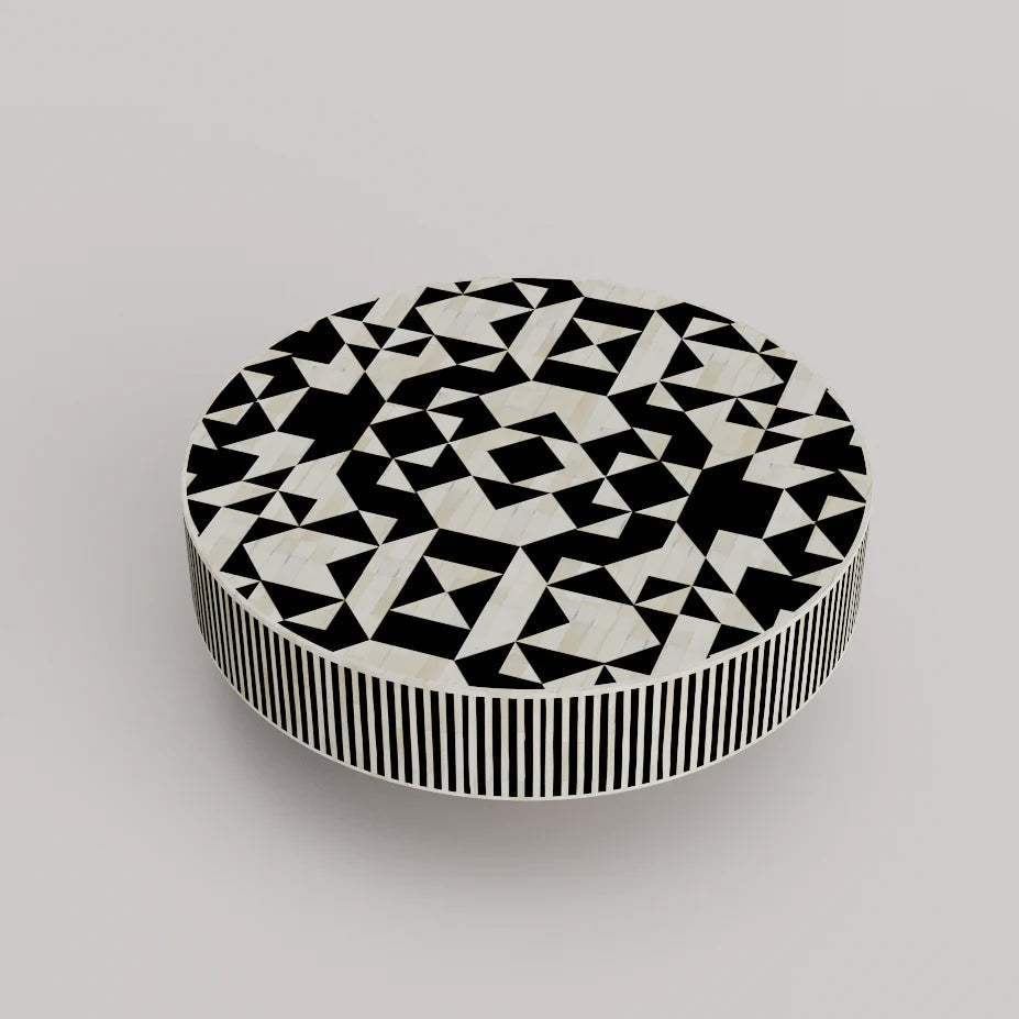 geometric pattern markesh round black coffee table