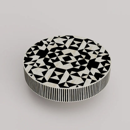 geometric pattern markesh round black coffee table