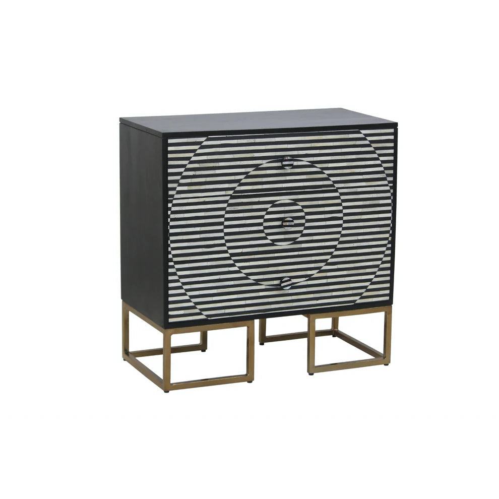 optical pattern black bone inlay dresser