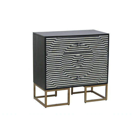 optical pattern black bone inlay dresser