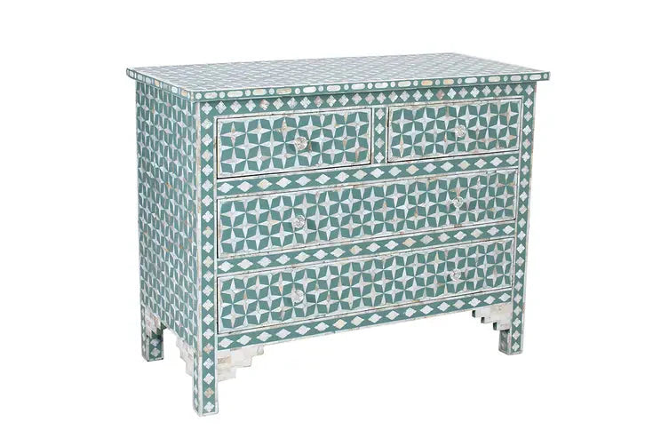 start pattern green mop inlay chest of drawers