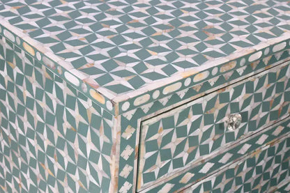 start pattern green mop inlay chest of drawers