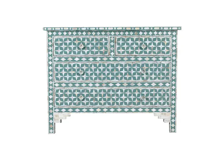 start pattern green mop inlay chest of drawers