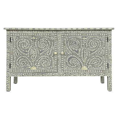 floral pattern bone inlay gray chest of drawers