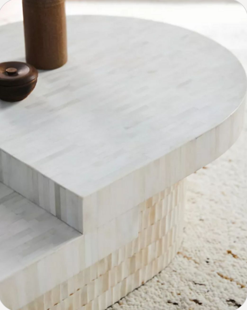 Oval shape full bone inlay coffee table