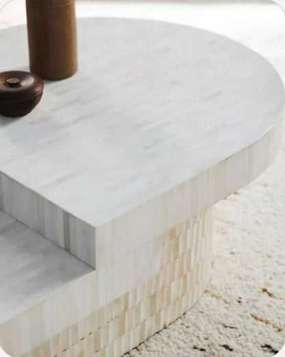 Oval shape full bone inlay coffee table