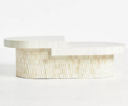Oval shape full bone inlay coffee table
