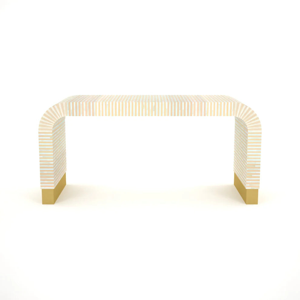 waterfall pattern bone inlay orange coffee table