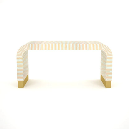 waterfall pattern bone inlay orange coffee table