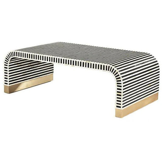 waterfall pattern bone inlay black coffee table