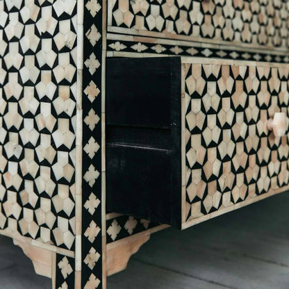 tragua pattern bone inlay dresser in black color