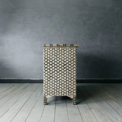 tragua pattern bone inlay dresser in black color