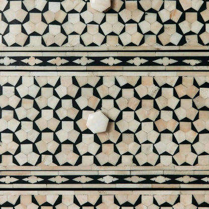 tragua pattern bone inlay dresser in black color
