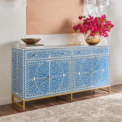 floral pattern bone inlay buffet