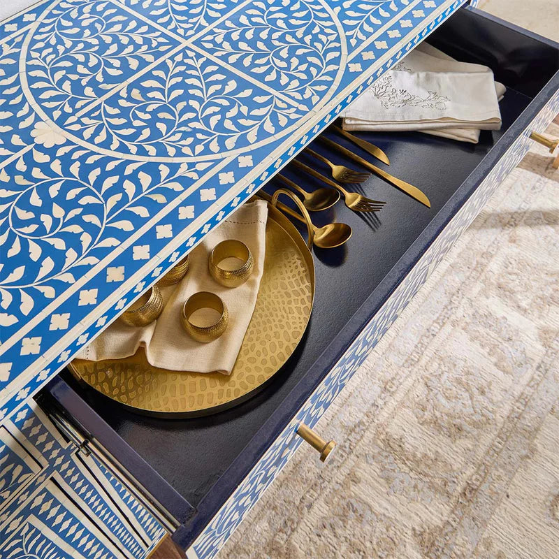 floral pattern bone inlay buffet