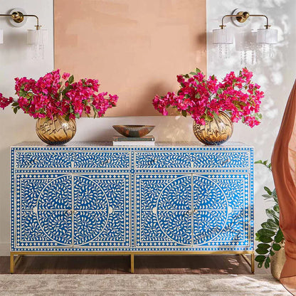 floral pattern bone inlay buffet