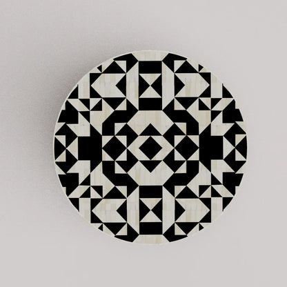 geometric pattern markesh round black coffee table