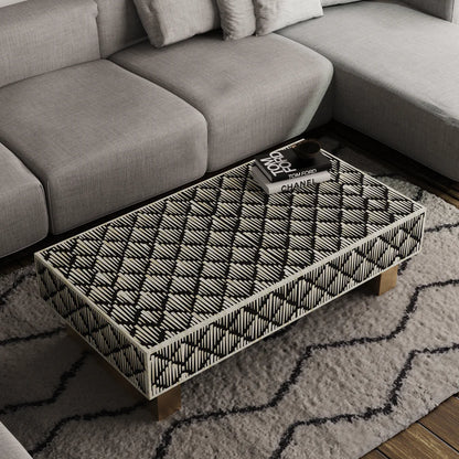 rain drop pattern bone inlay coffee table rectangular
